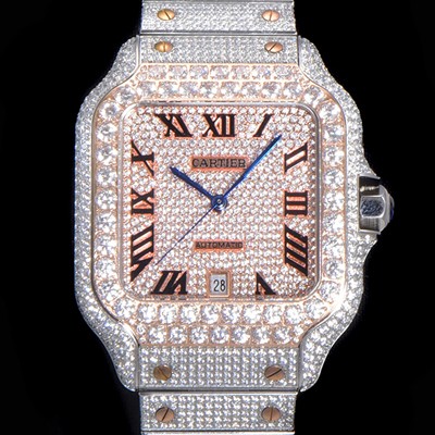 레플리카 [까르띠에] 남성용 산토스 쥬얼 다이아몬드 셋팅 베젤 40mm 큐빅/보석 다이얼 오토매틱 무브먼트 CAR40442  