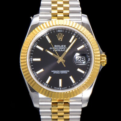 레플리카 [로렉스] 남성용 904L스틸!! 2022신형 데이져스트 41mm II 126333 !! 18K 옐로골드 블랙 다이얼 브레이슬릿 신형 Cal.3235 오토매틱 무브먼트 ROL09330  