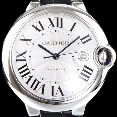 레플리카 [까르띠에] 남성용 2019신상 발롱블루 W69016Z4 42mm 악어가죽 밴드 화이트 다이얼 오토매틱 무브먼트 CAR0500  
