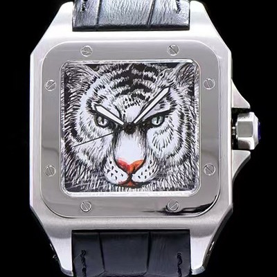 레플리카 [까르띠에] 남성용 산토스 시리즈 백호 다이얼 쿼츠 무브먼트 CAR0500  