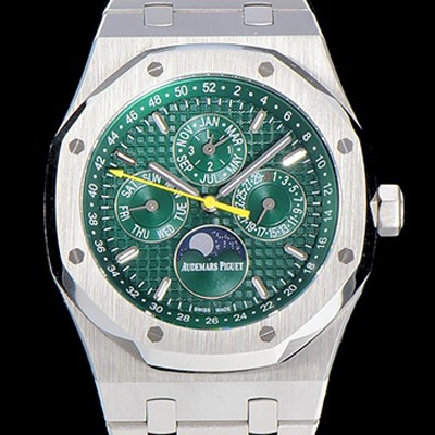 레플리카 [오데마피게] 남성용 로얄오크 페퍼츄얼 41미리 오토매틱 5134타입 매탈줄 문페이즈 그린다이얼 AUD74416  