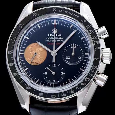 레플리카 [오메가] 남성용 스피드마스터 아폴로 II 블랙 다이얼 핸드 와인딩 무브먼트 OMG00008  