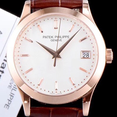 레플리카 [파텍필립] 남성용 칼라트라바 5296R-010 18k로즈골드 화이트 다이얼 오토매틱 무브먼트 PAT0105  