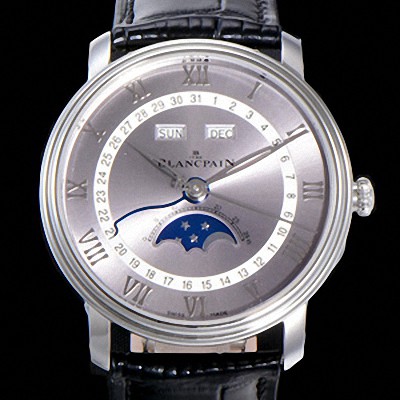 레플리카 [블랑팡] 남성용 빌레레 퀀탬 컴플레트 문페이즈 Cal.6654 오토매틱 40미리 블랙가죽줄 그레이다이얼 BLA14122  