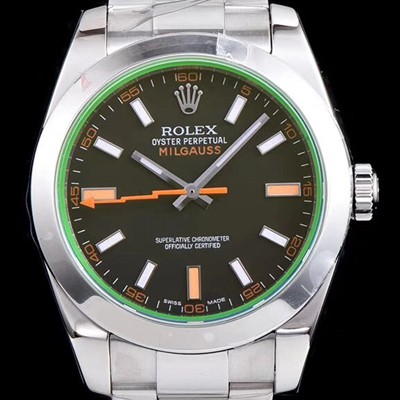 레플리카 [로렉스] 남성용 밀가우스 스틸 116400-GV-72400 그린코팅 블랙다이얼 야광 스틱 인덱스 오토매틱 무브먼트 ROL0300  