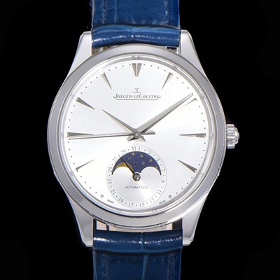 레플리카 [예거르꿀뜨르] 남성용 마스터 울트라 씬 문페이즈 39mm 오토매틱 866타입 가죽줄 화이트다이얼 jag3211  