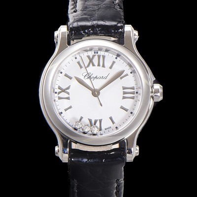 레플리카 [쇼파드] 여성용 해피스포츠 다이아몬드 쿼츠 오리지널 ETA956.102 타입 스몰30mm 레이디스 가죽줄 화이트다이얼 cho6049  