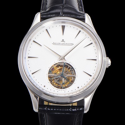 레플리카 [예거 르꿀르뜨] 남성용 마스터 울트라 씬 투어빌론 43mm 가죽줄 화이트다이얼 jag3991  