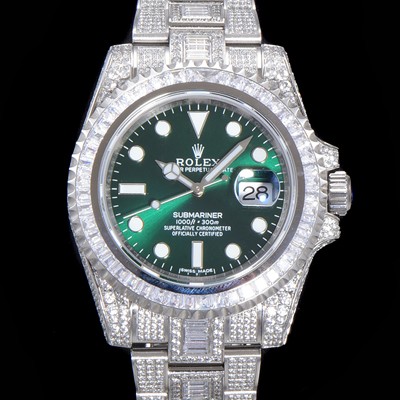 레플리카 [로렉스] 남성용 서브마리너 풀 다이아몬드 셋팅 오토매틱 Cal.3135 무브 40mm 그린다이얼 rol9511  