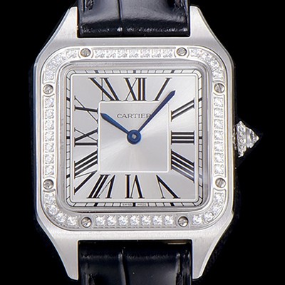 레플리카 [까르띠에]남여공용 산토스 두몽트 쿼츠 커플시계 43미리/38미리 M/S 보석/큐빅 튜닝 실버다이얼 CAR14821  