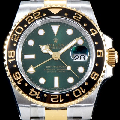 레플리카 [로렉스] 남성용 지엠티 마스터II 116718LN 듀얼 타임 블랙 세라믹 소재의 24시간 회전 베젤 그린 썬더스트 다이얼 오이스터 브레이슬릿 ETA 2836 A2 오토매틱 무브먼트 ROL0033  
