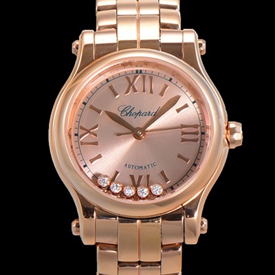 레플리카 [쇼파드] 여성용 해피 다이아몬드 오토매틱 ETA2892-2 타입 36mm 래이디스/금장시계 18K로즈골드  골드다이얼 cho1312  