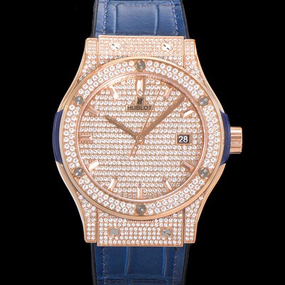 레플리카 [휴블렛] 남성용 클래식 퓨전 565.OX.9010.LR.1704 다이아몬드 셋팅 큐빅/보석 다이얼 18K로즈골드 42미리 오토매틱 2892 타입 가죽/우레탄 믹스밴드 hub2129  