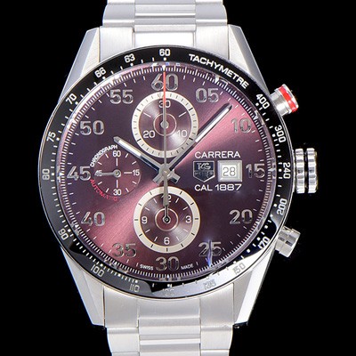 레플리카 [태그호이어] 남성용 까레라1887 베스트 최신버전 업그레이드형 V6사 CAR2A10.FC6235 크로노그래프 브라운 다이얼 오토매틱 무브먼트 TAG73951  