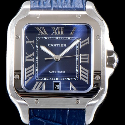 레플리카 [까르띠에] 남성용 산토스 드 까르띠에 워치!! WSSA0013 라지모델 세컨드 크림빛 신형 블루 다이얼 오토매틱 무브먼트 CAR4420  