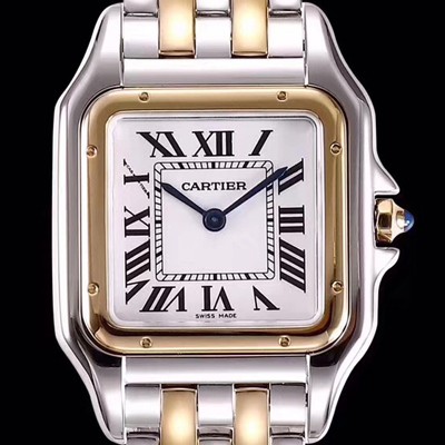 레플리카 [까르띠에] 여성용 NEW 쿼츠 타입 팬더 드 까르띠에 워치 W2PN0007 미듐 모델 18K 옐로우 골드&스틸 케이스 화이트 다이얼 브레이슬릿 스위스 쿼츠 무브먼 CAR4045  