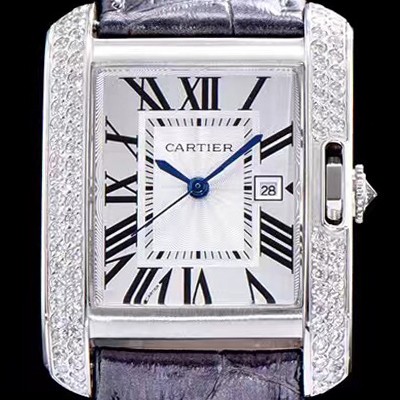 레플리카 [까르띠에] 남성용 탱크 화이트 다이얼 쿼츠 무브먼트 CAR0053  