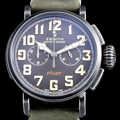 레플리카 [제니스] 남성용 파일럿 11.2430.4069/21.C773 빈티지 헤리티지 타입20 크로노그래프 그레이 샌드 다이얼 오토매틱 무브먼트 ZEN4212  