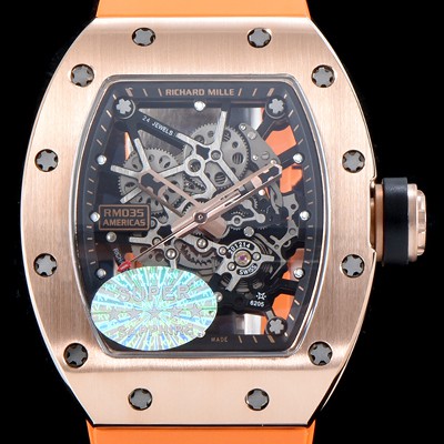 레플리카 [리차드밀레] 남성용 리차드밀 RM035 아메리카즈!! 고급스러운 18K 로즈골드 스켈레톤 다이얼 오토매틱 무브먼트 RIC0400  