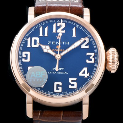 레플리카 [제니스] 남성용 파일럿 타입20 18.2430.679/27.C721 코이바 스페셜!! 고급스러운 18K 로즈골드 케이스 네이비 다이얼 오토매틱 무브먼트 ZEN4200  