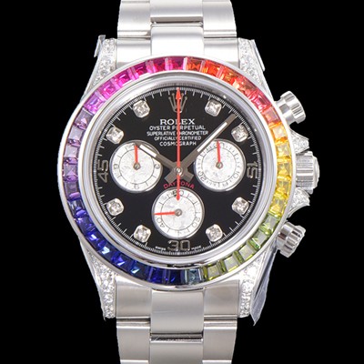 레플리카 [로렉스] 남성용 데이토나 오이스터 다이아/큐빅 ETA7750-2 타입 오토매틱 크로노그래프 40mm 블랙다이얼 rol2624  