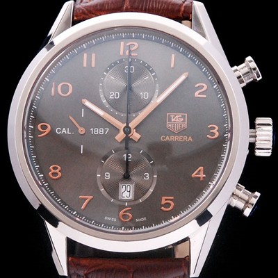 레플리카 [태그호이어] 남성용 까레라 칼리버 1887 크로노그래프 브라운 다이얼 7750 오토매틱 TAG4213  