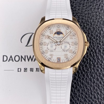 레플리카 [파텝필립] 남성용 아쿠아넛 5261R 루스 연간 캘린더 문페이즈 39.9mm 18K 로즈골드 오토매틱 Cal.324 S C 타입 화이트 다이얼 pat2272  
