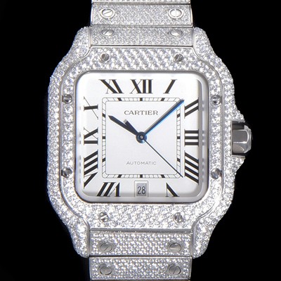 레플리카 [까르띠에] 남성용 산토스 쥬얼 다이아몬드 셋팅 베젤 40mm 화이트 다이얼 오토매틱 무브먼트 CAR40183  