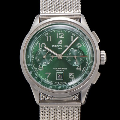 레플리카 [브라이틀링] 남성용 프리미에르 AB0145371L1P1 크로노그래프 7750 타입 오토매틱 42mm 메쉬밴드 그린 다이얼 bre6017  