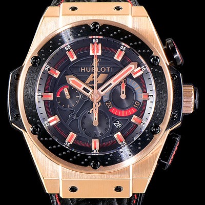 레플리카 [휴블렛]남성용 빅뱅 킹파워 F1 그레이트브리튼 48mm 오토매틱 18k 로즈골드 블랙다이얼 HUB38371  