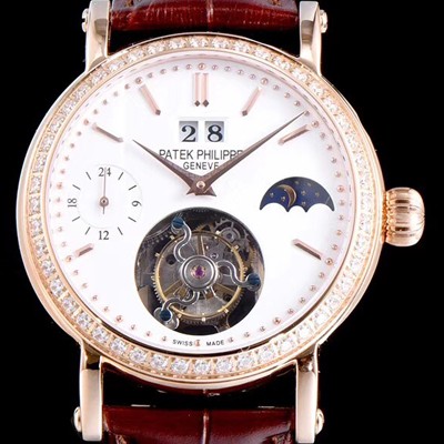 레플리카 [파텍필립] 남성용 그렌드 컴플리케이션 투어빌론 무브먼트 문페이즈 다이아 베젤 화이트다이얼 PAT0102  