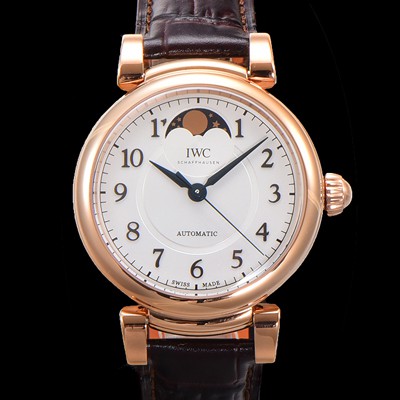 레플리카 [아이더블유씨]여성용 다빈치 오토매틱 문페이즈 36mm 18K 로조골드 가죽줄 화이트다이얼 iwc56034  