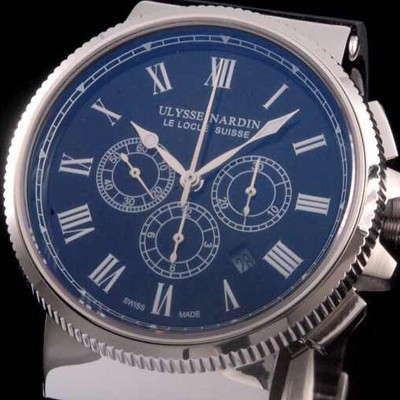 레플리카 [율리스나르당] 남성용 마린크로노그래프 44mm 로마마크 블랙 다이얼 ULY42015  