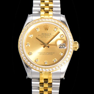 레플리카 [로렉스] 여성용 데이져스트 오이스터 31mm 레이디 오토매틱  18K 엘루골드 투톤콤비 보석/다이아몬드 5열 브레이슬릿 메탈줄 골드다이얼 rol83527  