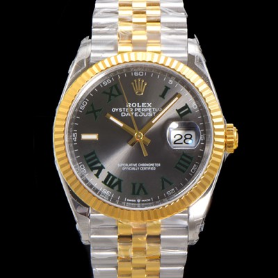 레플리카 [로렉스] 남성용 904L스틸!! 2023신형 데이져스트 36mm II m126233-0015 !! 18K 옐로골드 그레이다이얼 브레이슬릿 신형 Cal.3235 오토매틱 무브먼트 ROL29324  