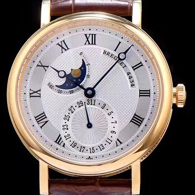 레플리카 [브레게] 남성용 클레식 워치 18k 옐로골드 케이스 문페이즈 화이트 텍스쳐 다이얼 오토매틱 무브먼트 BRG4215  