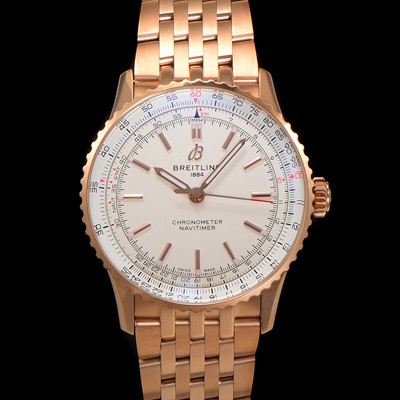 레플리카 [브라이틀링] 남성용 네비타이머 R17329F41G1R1 크로노그래프 18K 로즈골드 오토매틱 2824 타입 41mm 메탈줄 화이트 다이얼 bre6040  