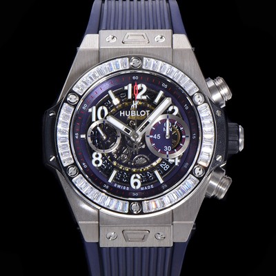 레플리카 [휴블렛] 남성용 빅뱅 유니코 티타늄 45mm 오토매틱 HUB1280 타입 다이아몬드 베젤 러버줄 스켈래톤 다이얼  hub1539  