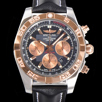 레플리카 [브라이틀링] 남성용 원드라이더 크로노맷 오토매틱 ETA-7750 기계식 44mm 18K 로즈골드 가죽줄 블랙다이얼 bre9213  