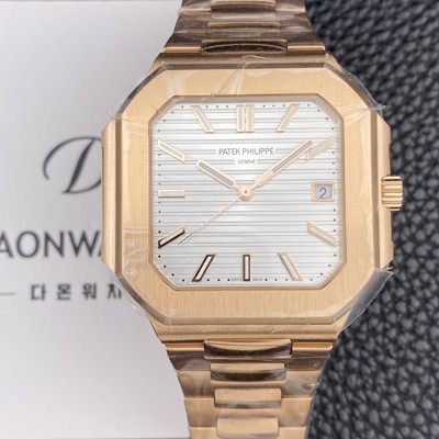 레플리카 [파텝필립] 남성용 큐비투스 데이트 Ref.5821 18K 로즈골드 45mm 오토매틱 Cal.26-330 SC 타입 화이트 다이얼 pat2258  