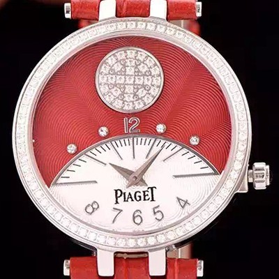 레플리카 [피아제] 여성용 워치 레드&화이트 텍스쳐다이얼 최상급 쥬얼 다이아몬드 베젤 스위스 쿼츠 무브먼트 PIA4212  
