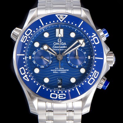 레플리카 [오메가] 남성용 씨마스터 디버 300M 코엑시얼 크로노그래프 P. 9900타입 44mm 러버우레탄밴드 블루다이얼   omg98746  