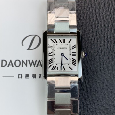 레플리카 [까르띠에] 남여공용 탱크 W5200014 로마인덱스 화이트 다이얼 쿼츠 무브먼트 CAR0503  