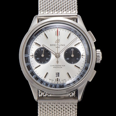 레플리카 [브라이틀링] 남성용 프리미에르 AB0118221G1P2 크로노그래프 7750 타입 오토매틱 42mm 메쉬밴드 화이트 다이얼 bre6012  