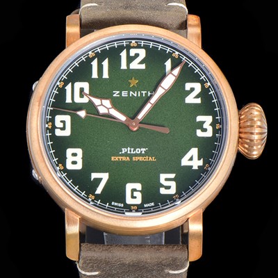 레플리카 [제니스] 남성용 파일럿 29.2430.679/63.I001 타입 20 애드벤쳐 브론져제질 오토매틱 9015무브 45미리 가죽시계 그린다이얼 ZEN72812  