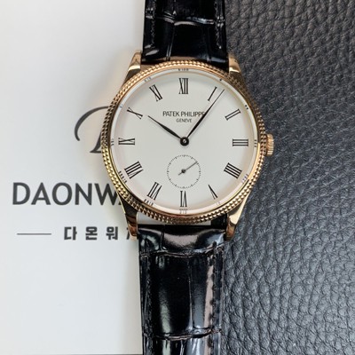 레플리카 [파텍필립] 남성용 칼라트라바 18K 로즈골드 가죽줄 39mm 오토매틱 324 타입 화이트 다이얼 pat2248  