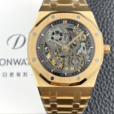 레플리카 [오데마피게] 남성용 로얄오크 16204OR.OO.1240OR.03 엑스트라 씬 오픈워크 18K 로즈골드 39mm 오토매틱 Cal.7124타입 스켈레톤 다이얼 aud6585  