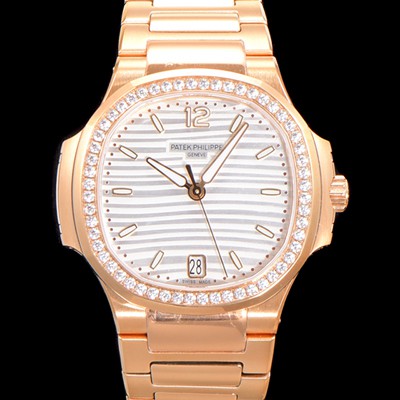 레플리카 [파텍필립] 여성용 노틸러스 7118/1200R-001 레이디스 오토매틱 Cal.324 S C타입 35.2mm 다이아셋팅 18K로즈골드 실버다이얼 pat2462  