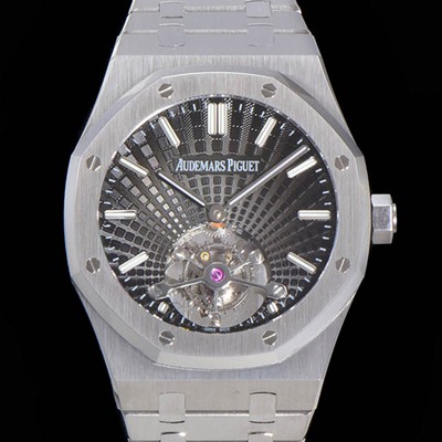 레플리카 [오데마피게] 남성용 로얄오크 Calibre 2924 투어빌론/수동기계식 41미리 금장 18K로즈골드 블랙다이얼 AUD75247  