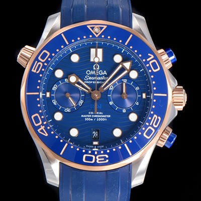 레플리카 [오메가] 남성용 씨마스터 디버 300M 코엑시얼 크로노그래프 P. 9900타입 44mm 러버우레탄밴드 블루다이얼   omg25160  